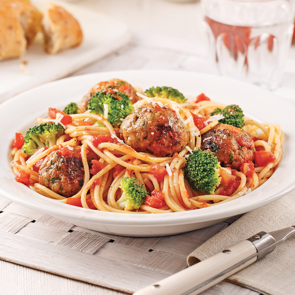 Spaghettis Aux Boulettes De Dindon Et Brocoli - Recettes - Cuisine Et ...