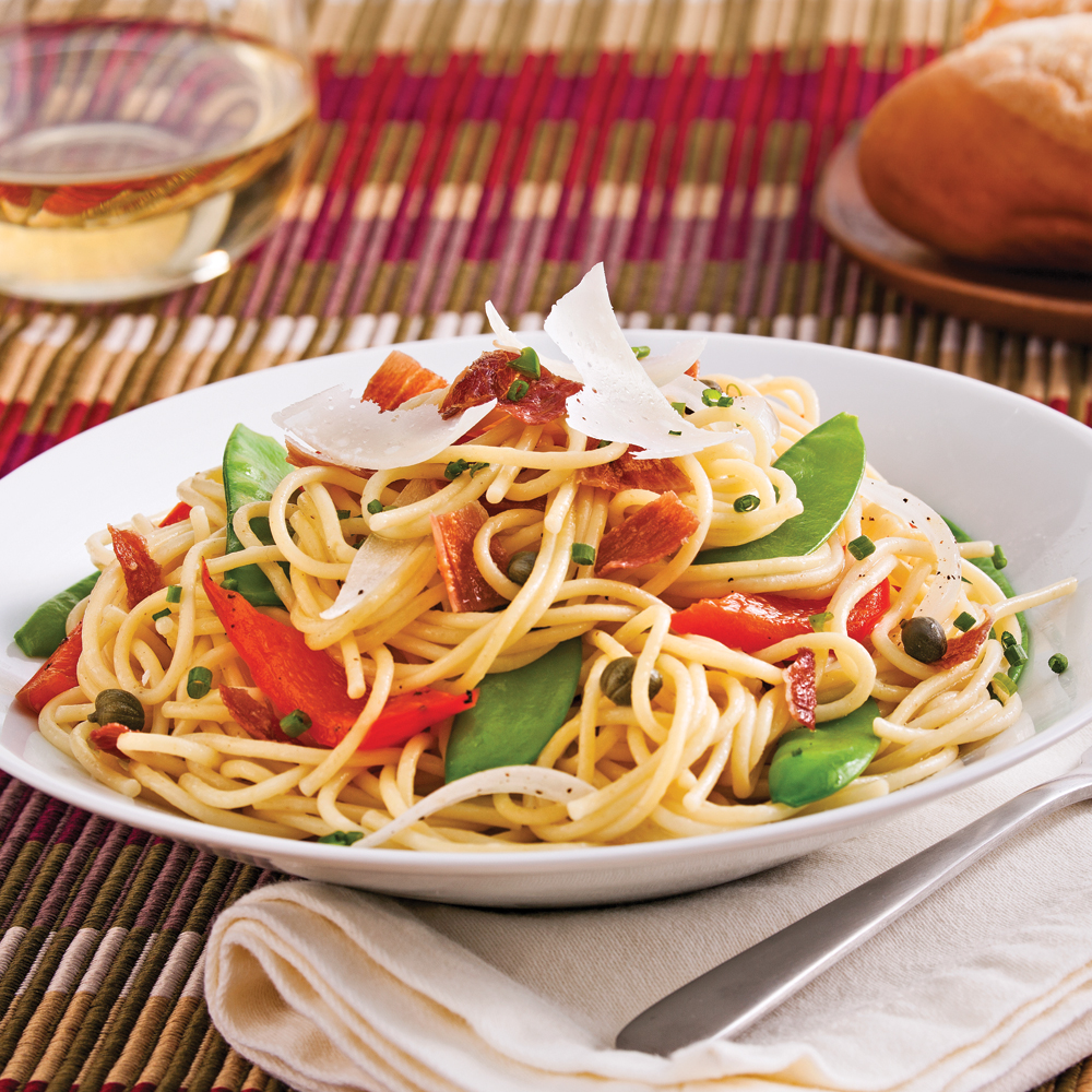 Spaghettis Aux Légumes Al Dente Et Prosciutto Croustillant - Recettes ...